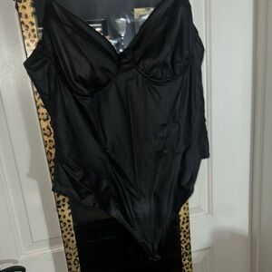 ISH Black Satin Bodysuit